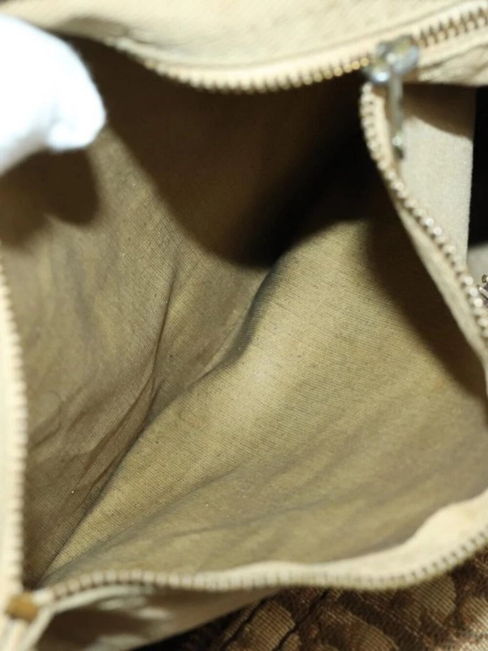 Christian Dior Trotter Canvas Boston Bag Beige Gold Auth 154736 - Picture 14 of 16